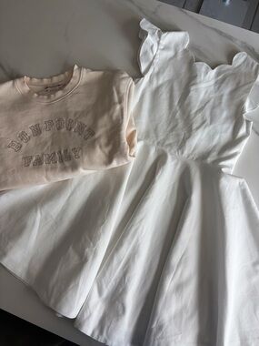 Jacadi White Dress and Bonpoint sweatshirt Sz 10